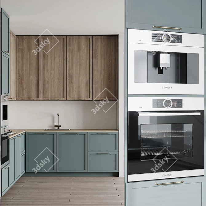 Modern Bosch Kitchen Set Gray 3D model image 2