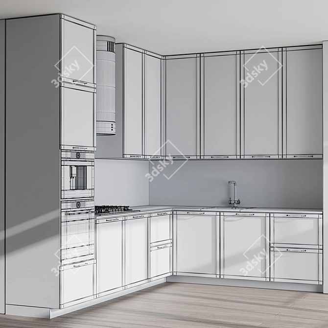 Modern Bosch Kitchen Set Gray 3D model image 7