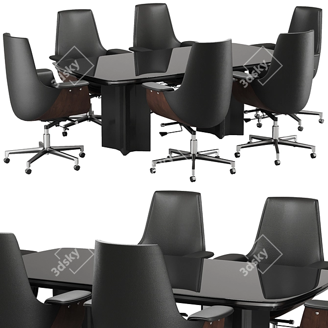 Gray Leather Modern Office Chair 3D model image 1