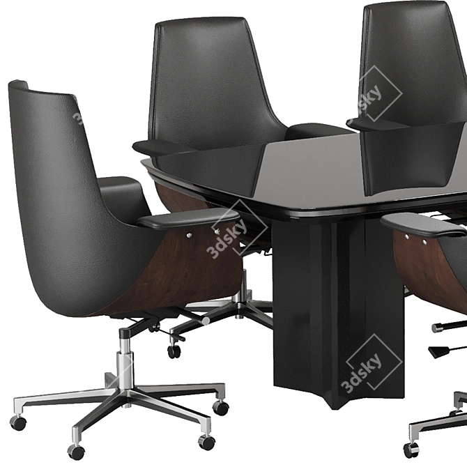 Gray Leather Modern Office Chair 3D model image 3