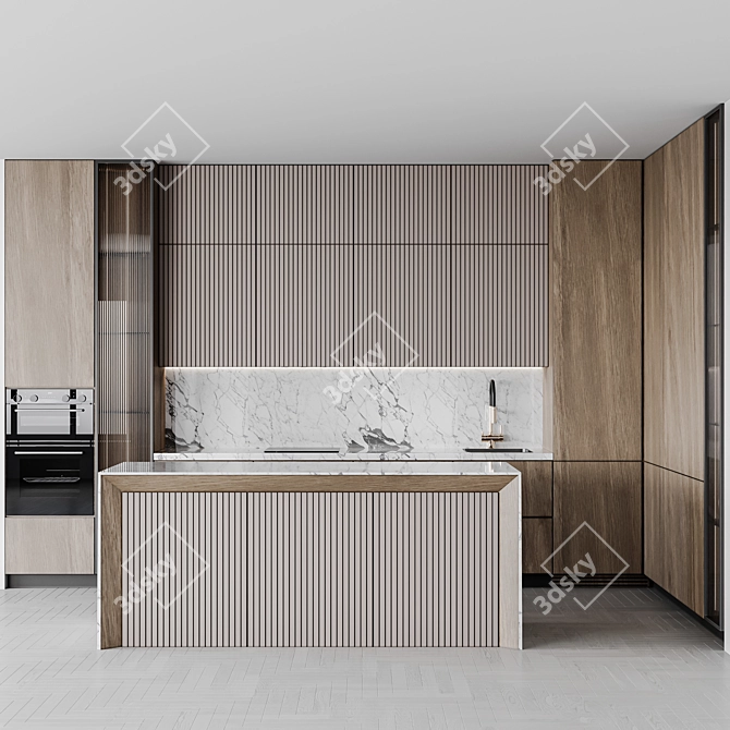 Adjustable Modern Kitchen 307 3D model image 1