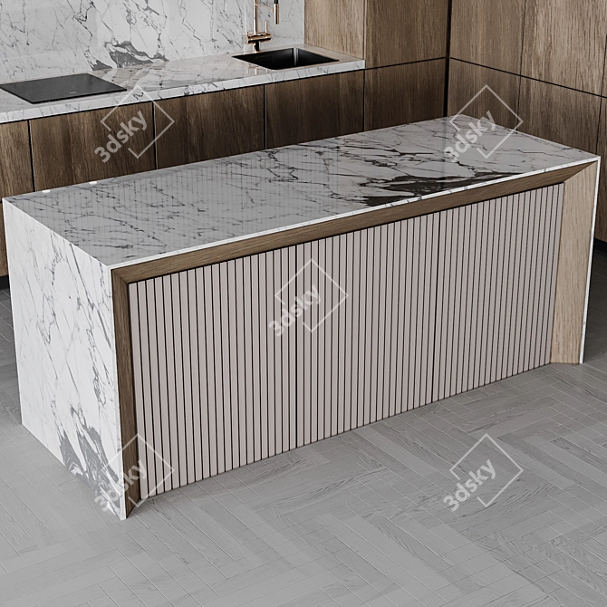 Adjustable Modern Kitchen 307 3D model image 6