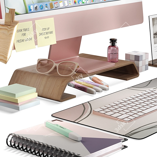 Stylish Apple Workspace Set 3D model image 3