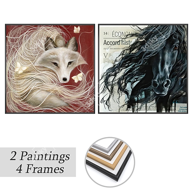 Art Set with Frame Options 3D model image 1