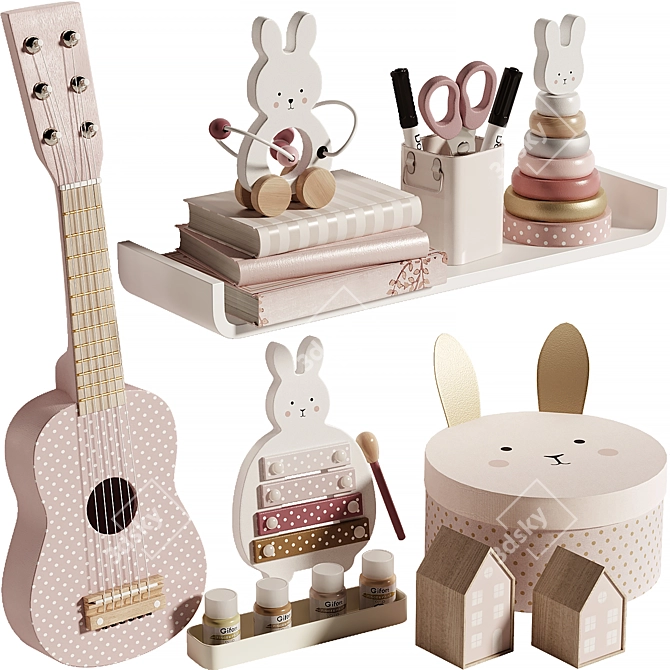 Jabadabado Bunny Wooden Toys & Storage 3D model image 1