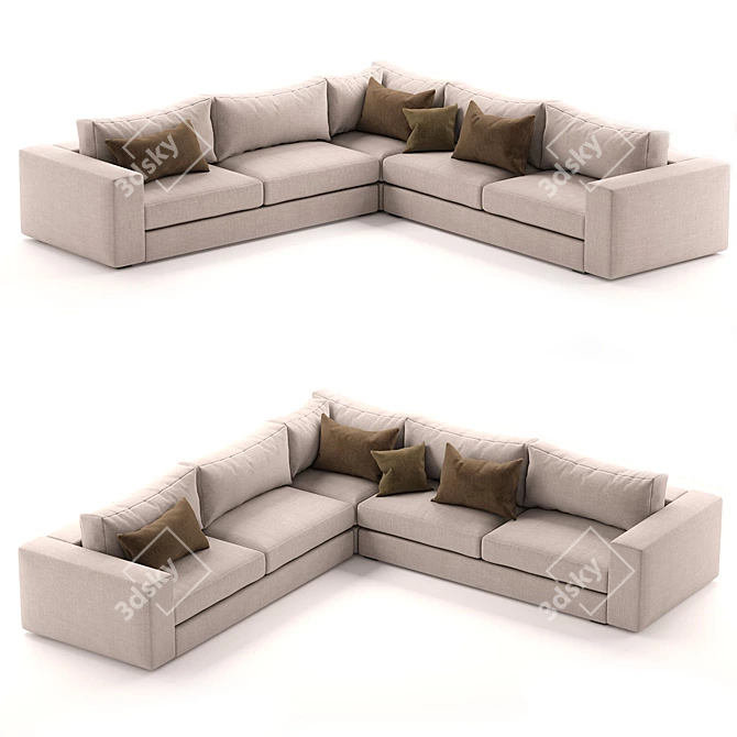 Modern Low Profile Corner Sectional 3D model image 1