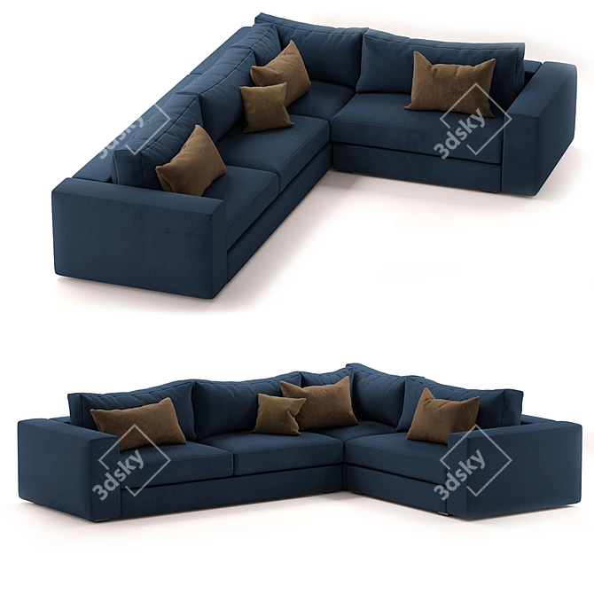 Modern Low Profile Corner Sectional 3D model image 2