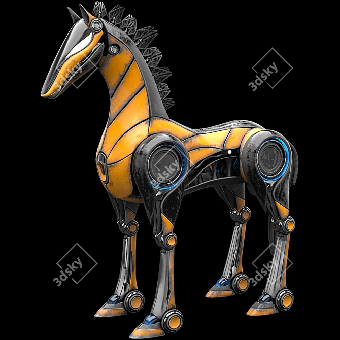 Robotic Horse Character with Animation 3D model image 2