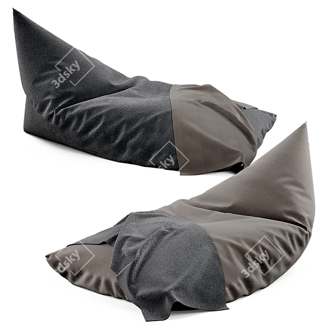 Velvety Triangle Bean Bag Chair 3D model image 2