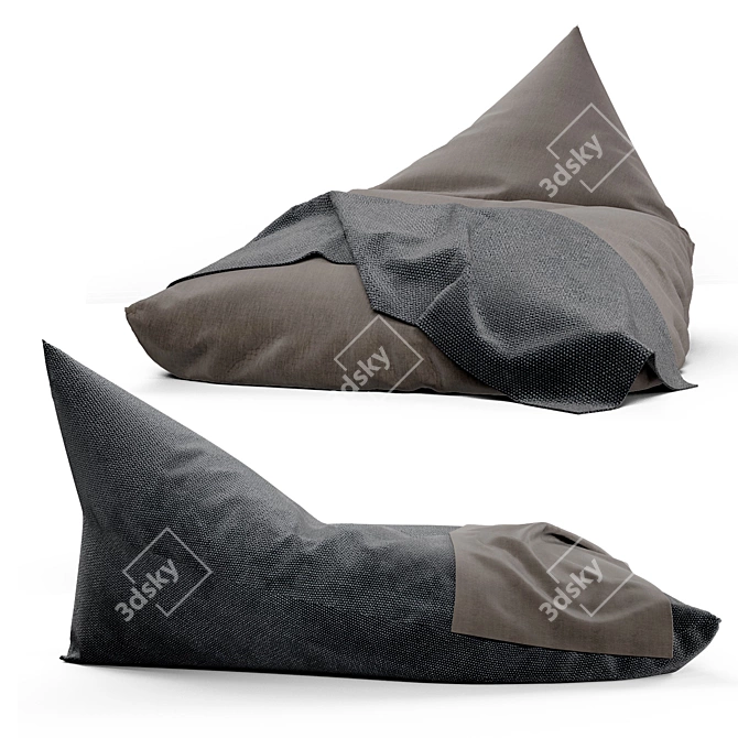 Velvety Triangle Bean Bag Chair 3D model image 3