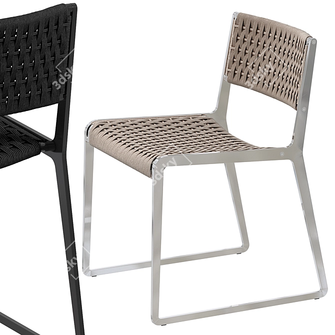 Modern Wicker Wing Chair 3D 3D model image 3