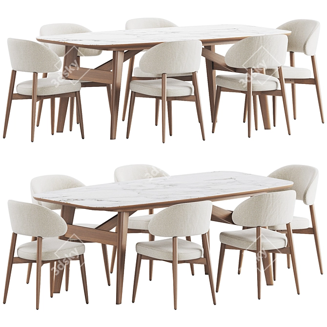 Elegant Dining Set with Hyde Chair and Abrey Table 3D model image 1