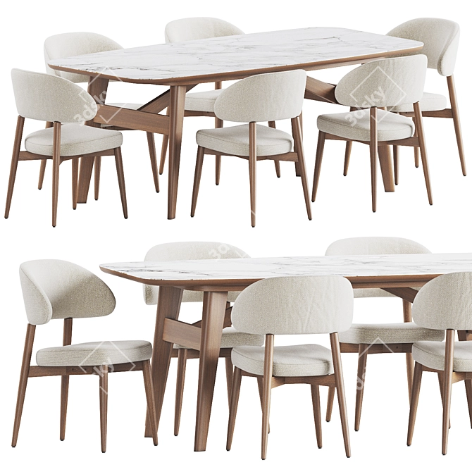 Elegant Dining Set with Hyde Chair and Abrey Table 3D model image 2