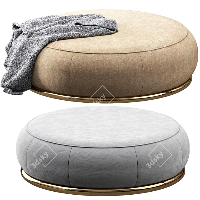 Elegant Round Brown Ottoman 3D model image 1