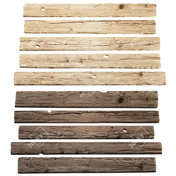 Vintage Wood Boards Set 3D model image 1