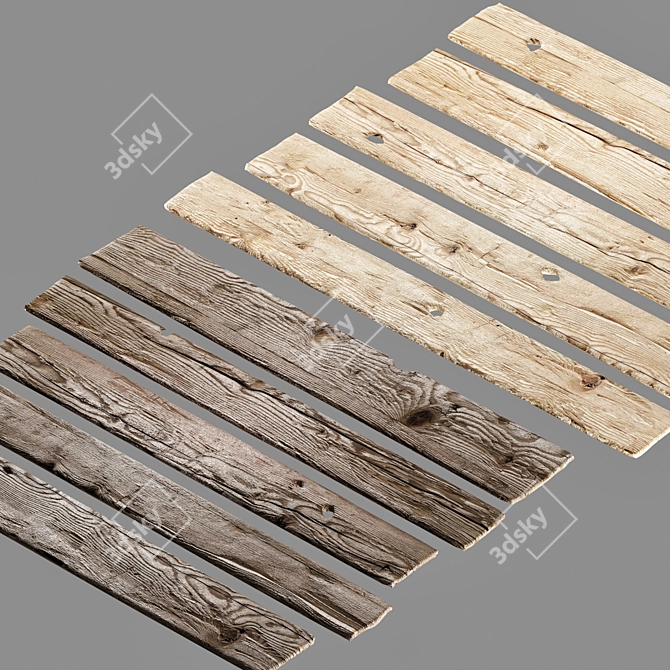 Vintage Wood Boards Set 3D model image 3