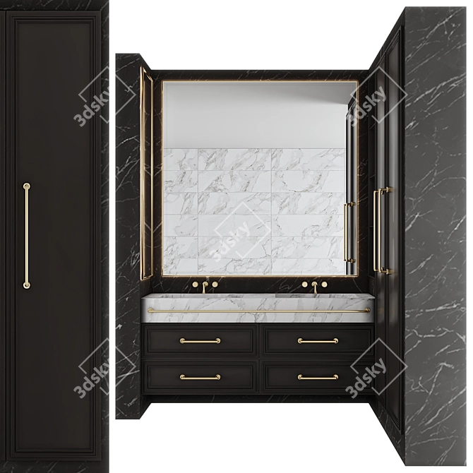 Luxury Bathroom Furniture Set 3D model image 1