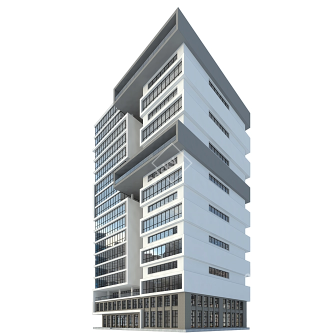 Modern High-Rise Office Building Model 3D model image 3