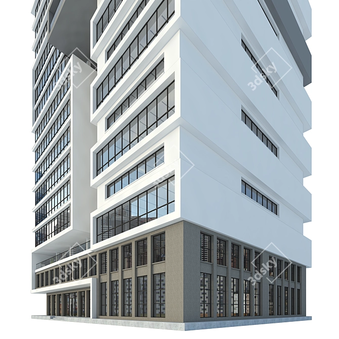 Modern High-Rise Office Building Model 3D model image 4