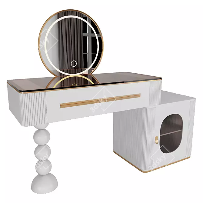 Modern Makeup Vanity with LED Lights 3D model image 2