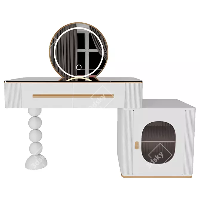 Modern Makeup Vanity with LED Lights 3D model image 3