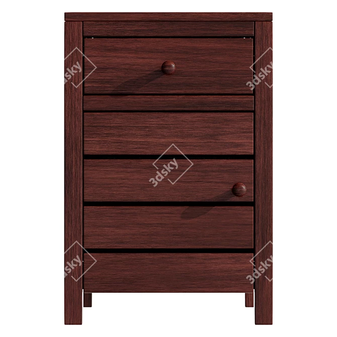 Handcrafted Teak Bedside Table, 8192x8192 Texture 3D model image 4