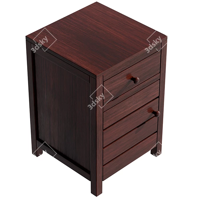 Handcrafted Teak Bedside Table, 8192x8192 Texture 3D model image 1