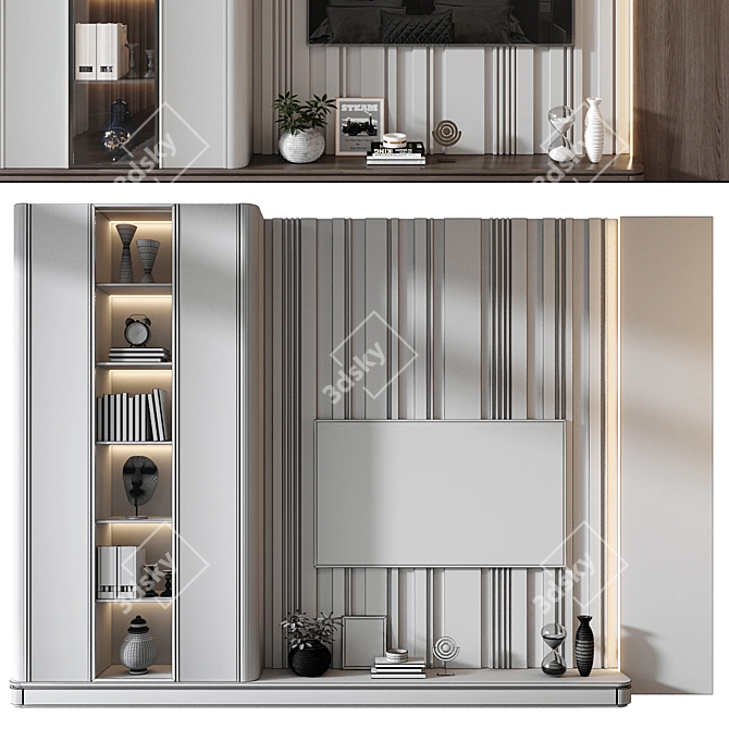 Modern TV Wall Decor Shelf 3D model image 2