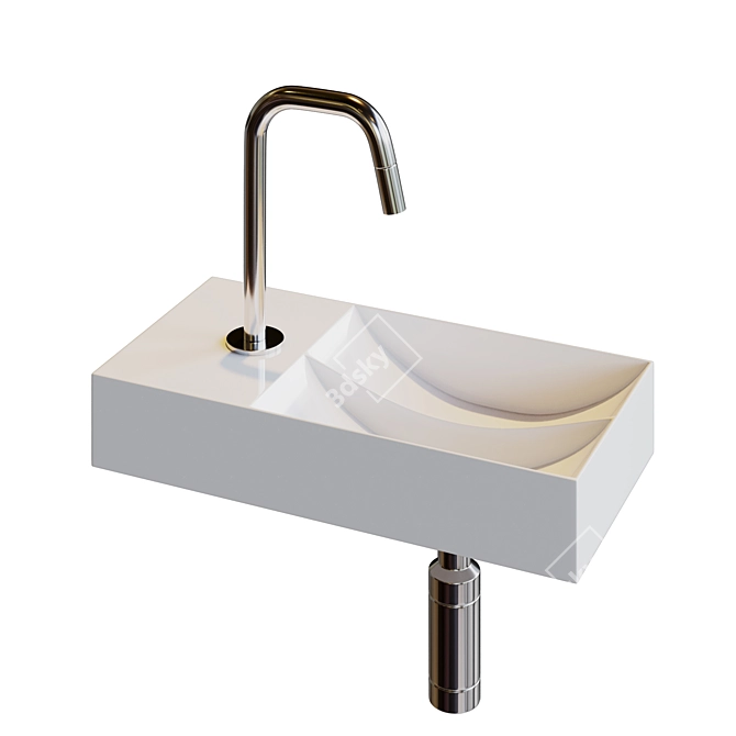 Vale Small Matte White Sink 3D model image 1