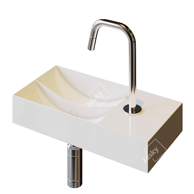 Vale Small Matte White Sink 3D model image 3