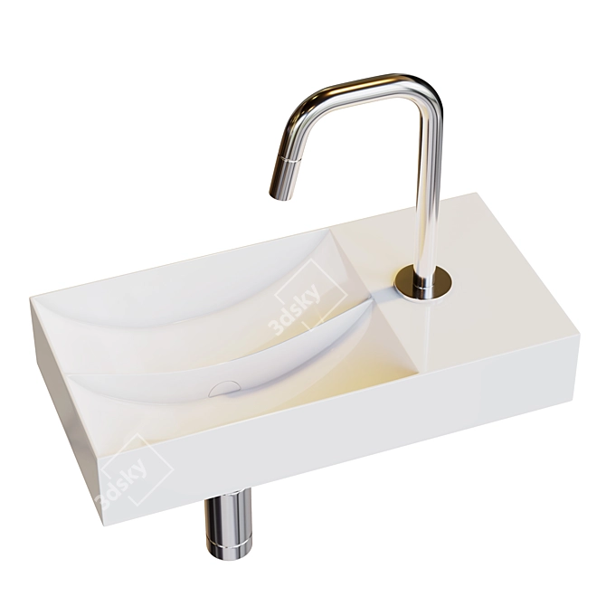 Vale Small Matte White Sink 3D model image 4