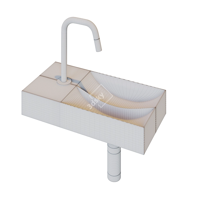 Vale Small Matte White Sink 3D model image 5