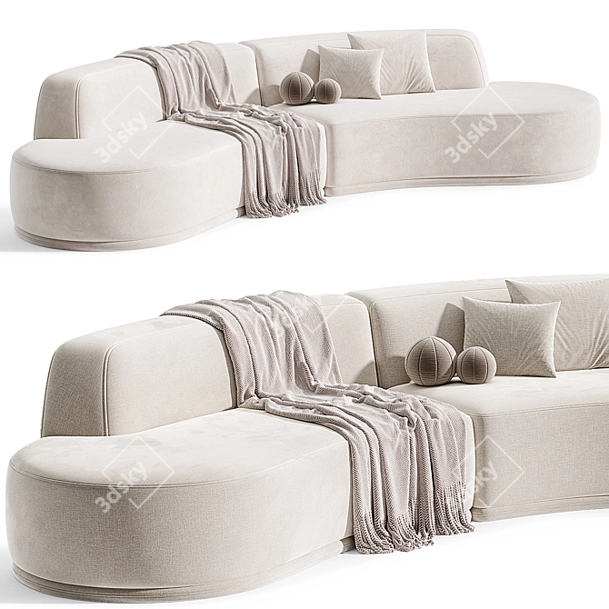 Elegant Curved Fabric Sofa 2015 3D model image 1