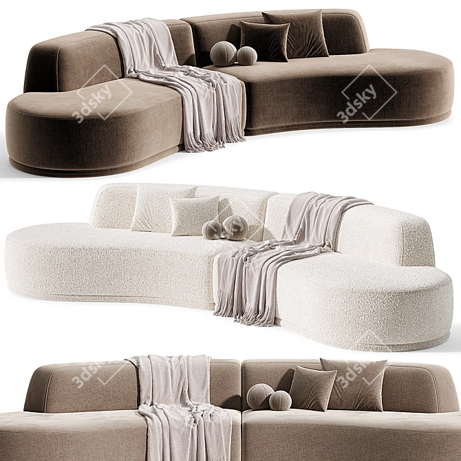 Elegant Curved Fabric Sofa 2015 3D model image 2