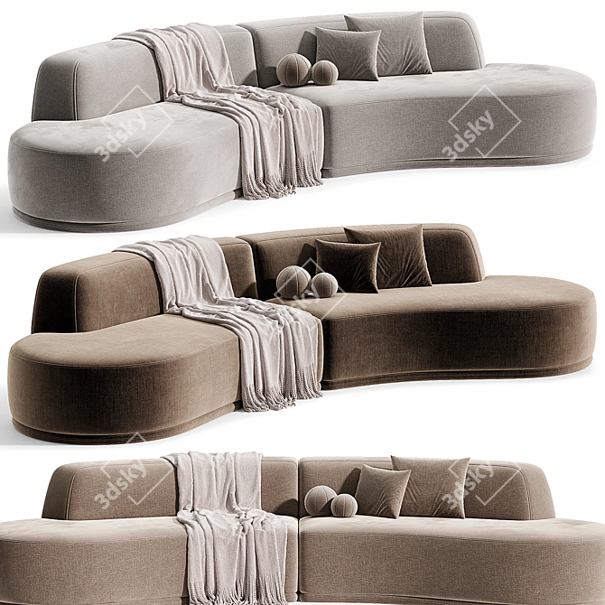 Elegant Curved Fabric Sofa 2015 3D model image 3