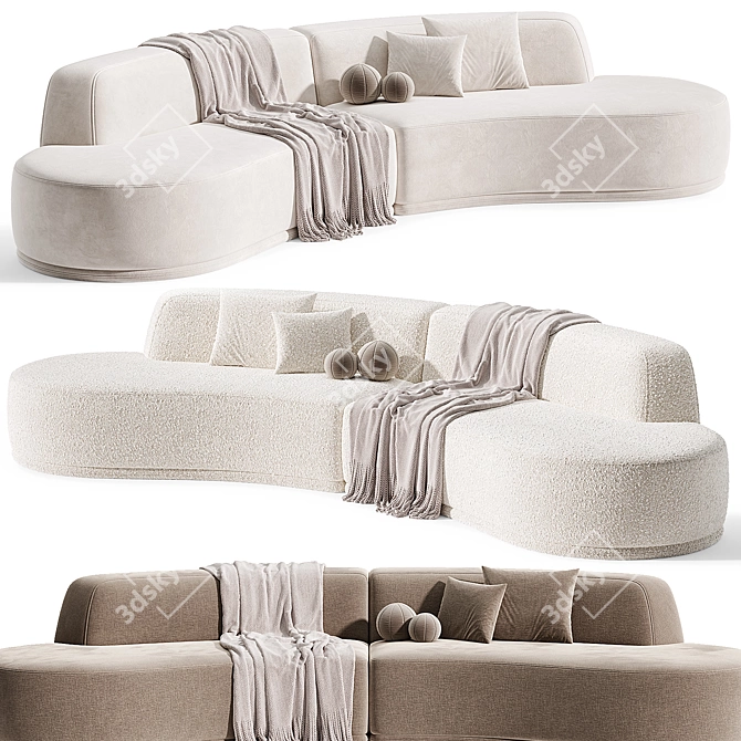 Elegant Curved Fabric Sofa 2015 3D model image 4