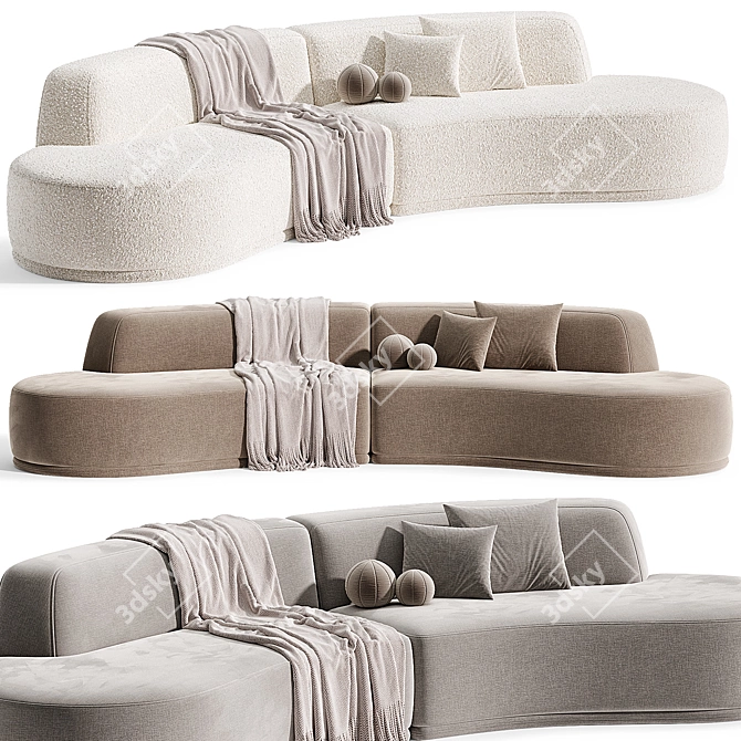 Elegant Curved Fabric Sofa 2015 3D model image 5