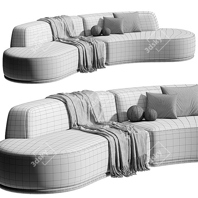 Elegant Curved Fabric Sofa 2015 3D model image 6