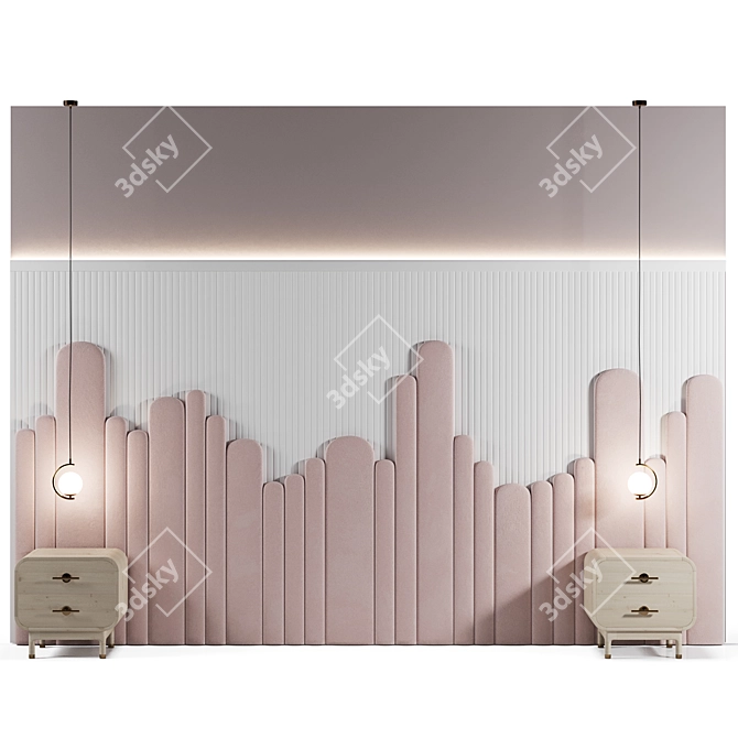 Bed Headboard in Three Design Options 3D model image 2