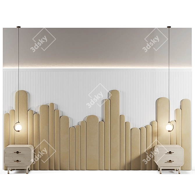 Bed Headboard in Three Design Options 3D model image 4