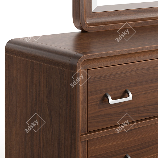 Chicago Walnut Dresser Set 3D model image 3