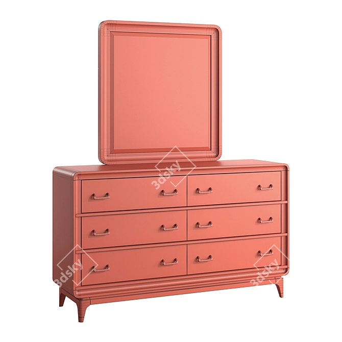 Chicago Walnut Dresser Set 3D model image 4