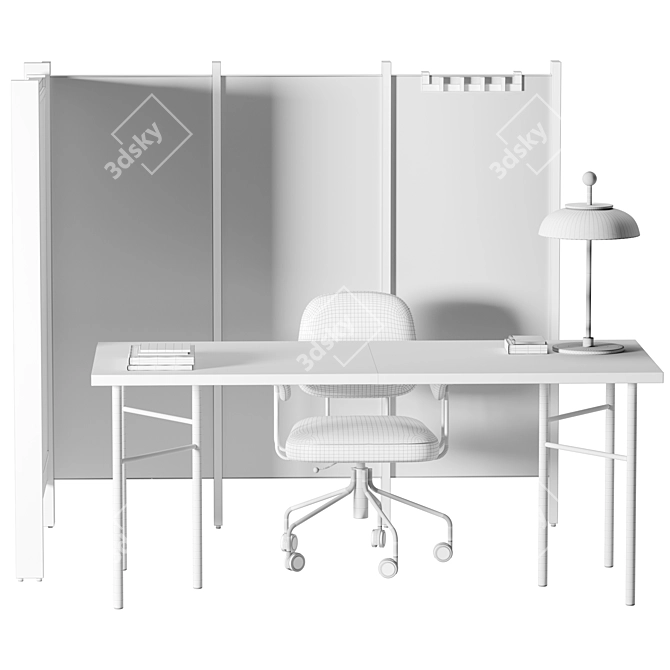 Open Office Workstation with Partitions 3D model image 7