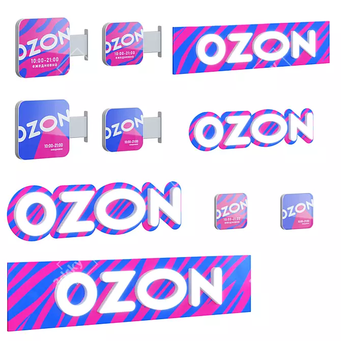 OZON Marketplace Signage Set 3D model image 1