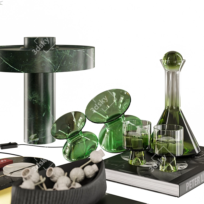 Modern Decor Set with Glassware 3D model image 4