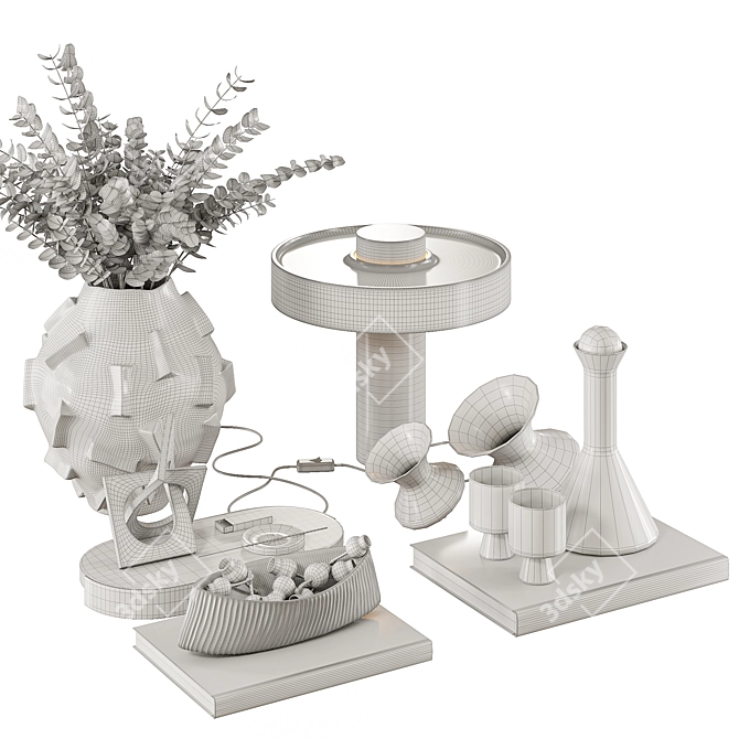 Modern Decor Set with Glassware 3D model image 6