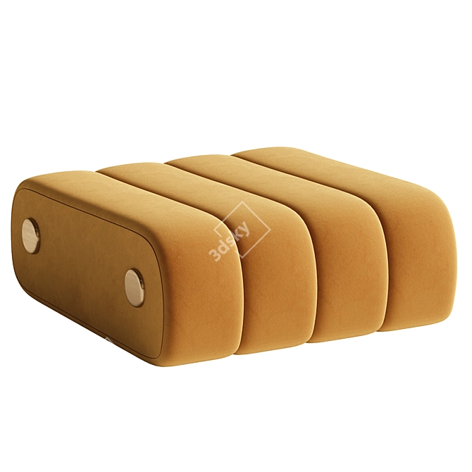 Stylish Dakota Leather Brass Ottoman 3D model image 2