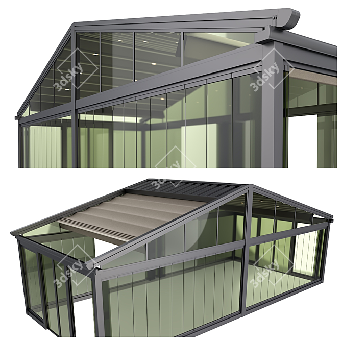 Motorized Glass Pergola with Lighting 3D model image 6