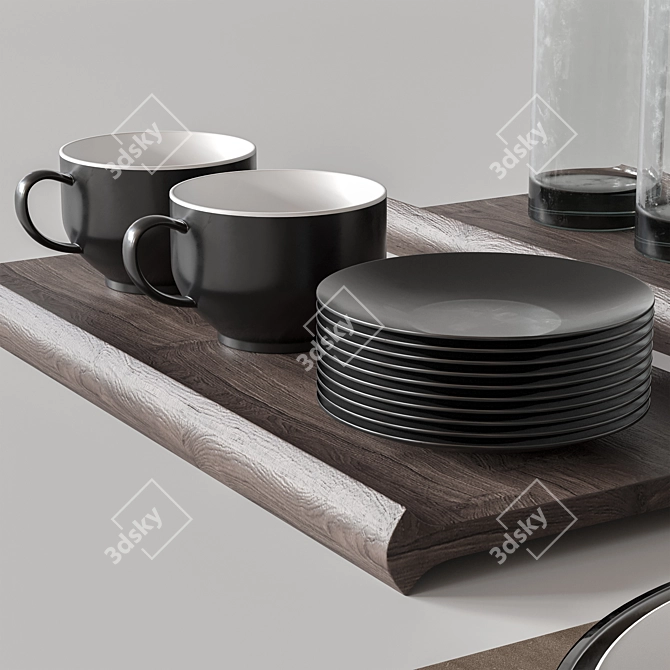 Vintage Tableware Set 08 3D model image 3