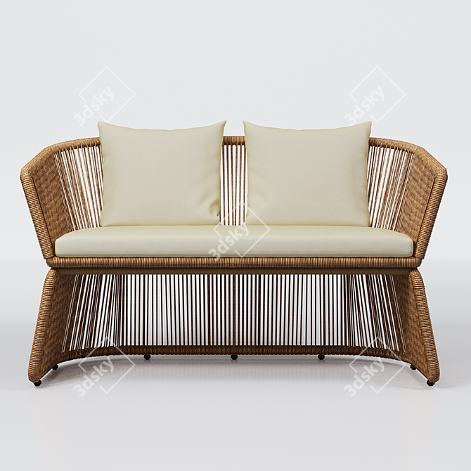 Rattan Beige Sofa St. Tropez 3D model image 2